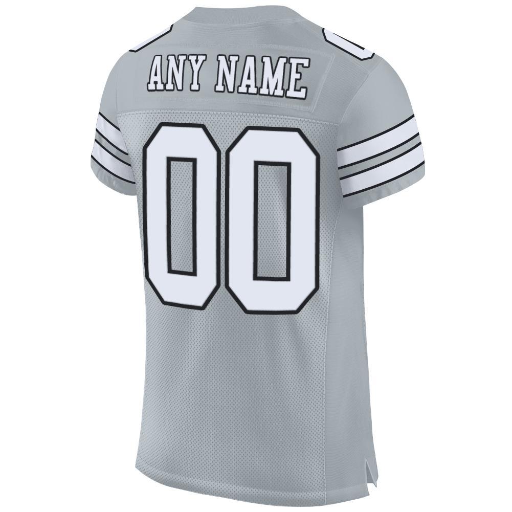 Custom Silver White-Black Mesh Authentic Football Jersey - Sky-Custom