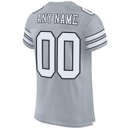 Custom Silver White-Black Mesh Authentic Football Jersey - Sky-Custom