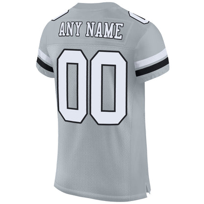 Custom Silver White-Black Mesh Authentic Football Jersey - Sky-Custom