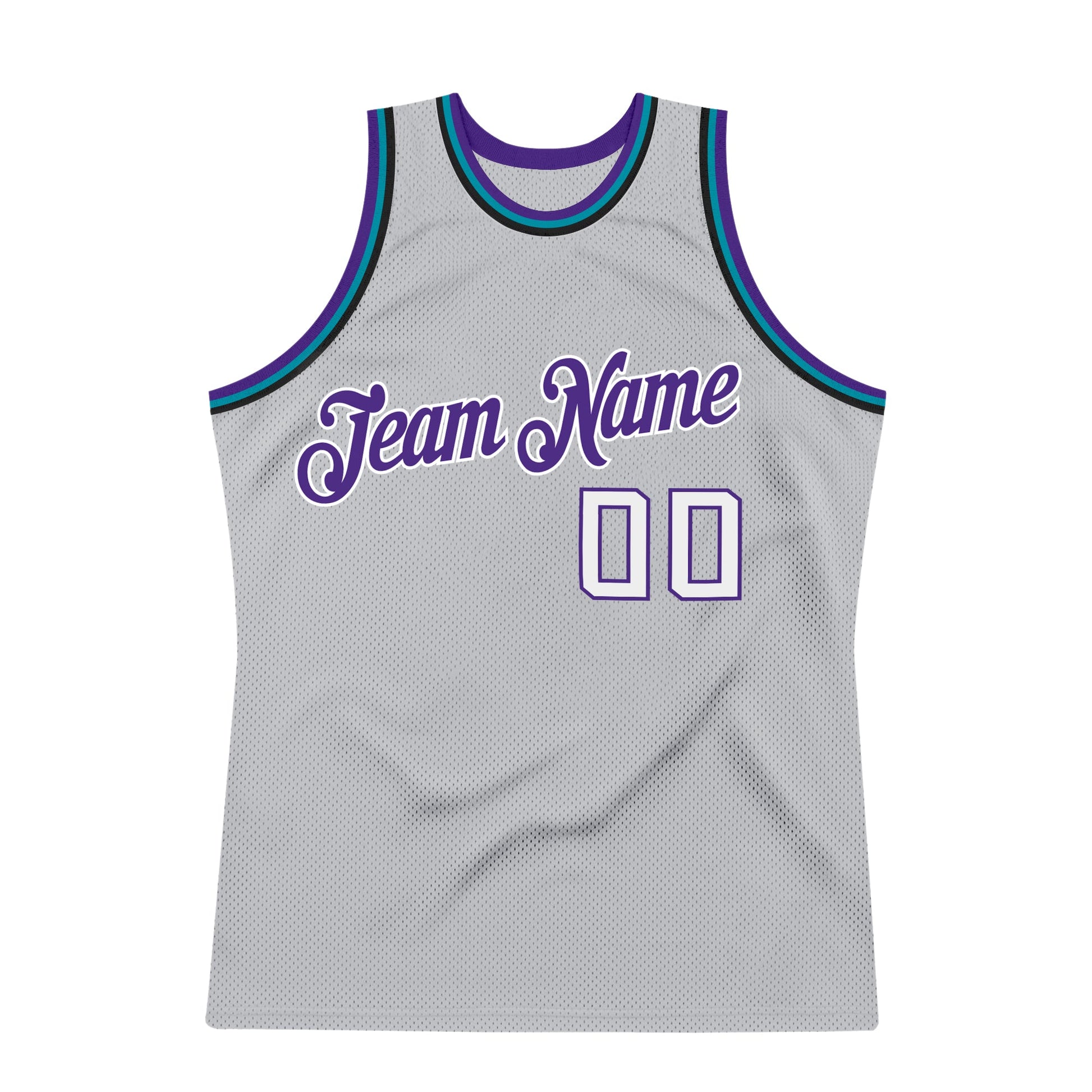 Custom Gray White-Purple Authentic Throwback Basketball Jersey - Sky-Custom