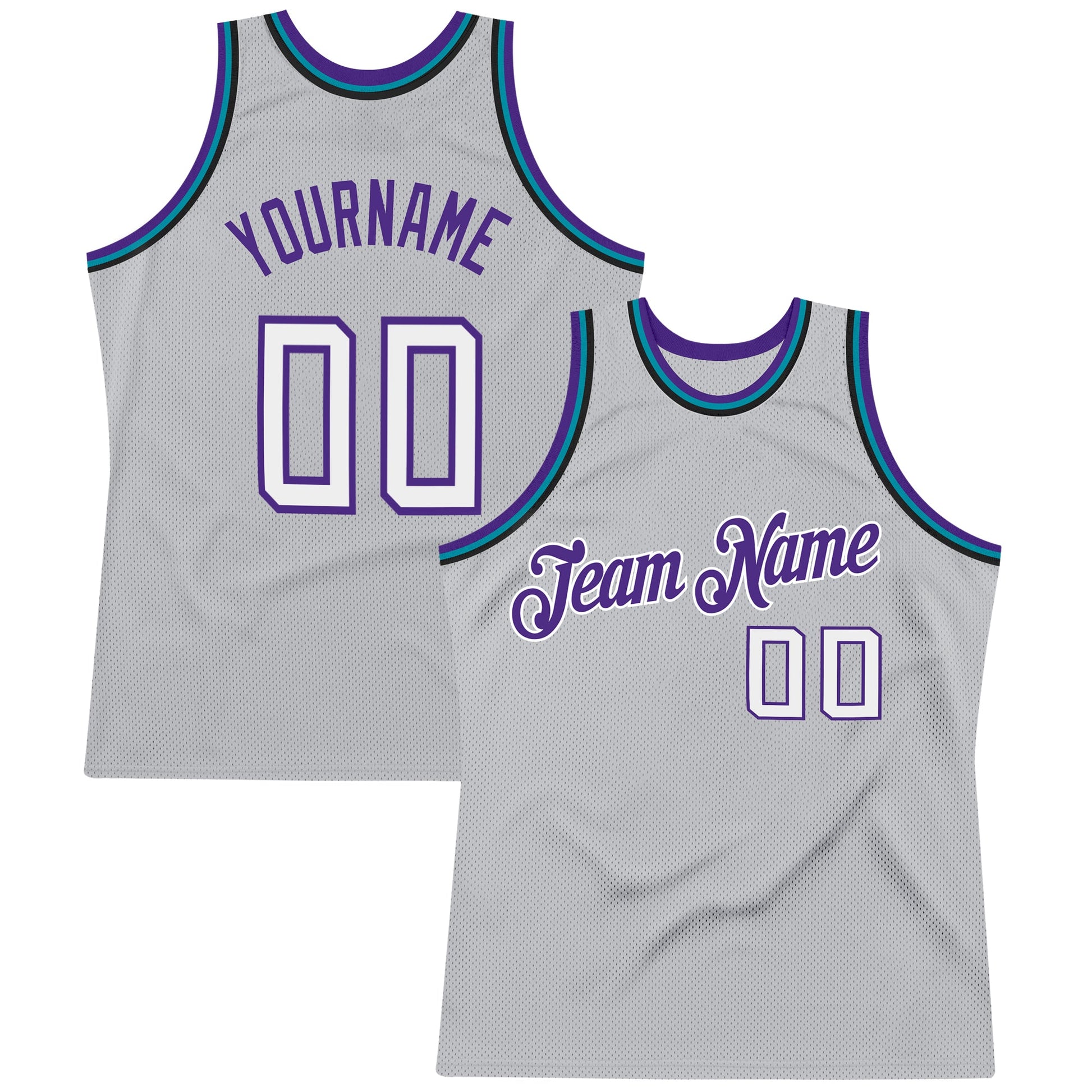 Custom Gray White-Purple Authentic Throwback Basketball Jersey - Sky-Custom
