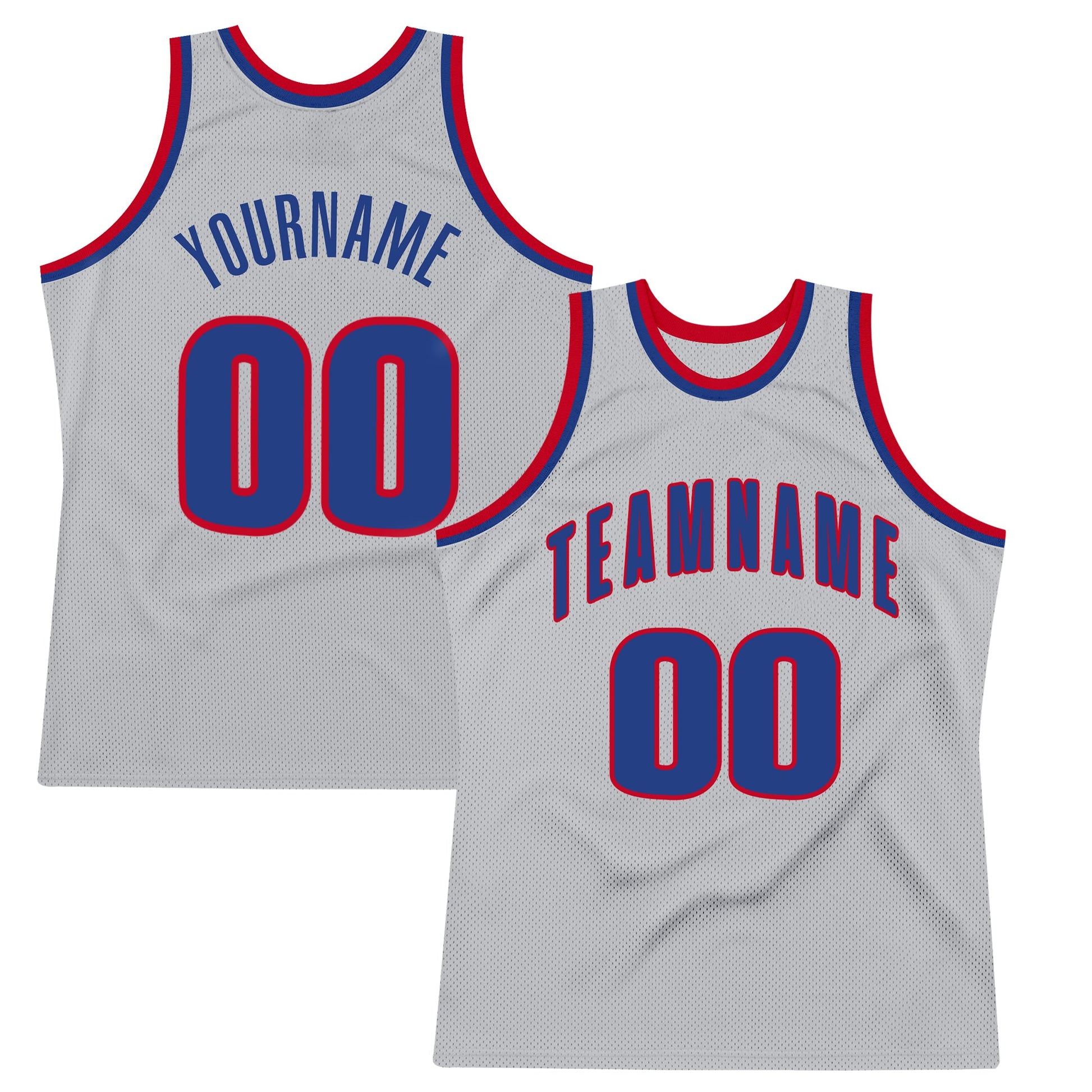 Custom Gray Royal-Red Authentic Throwback Basketball Jersey - Sky-Custom