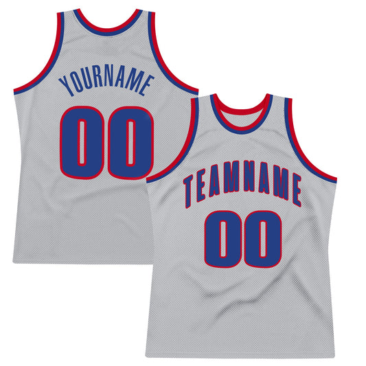 Custom Gray Royal-Red Authentic Throwback Basketball Jersey - Sky-Custom