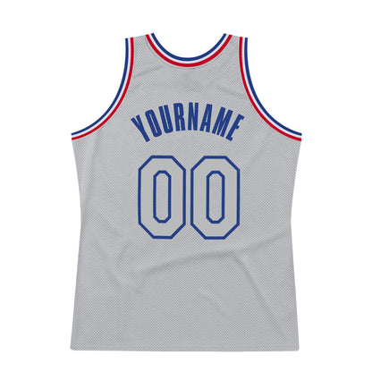 Custom Gray Gray-Royal Authentic Throwback Basketball Jersey - Sky-Custom