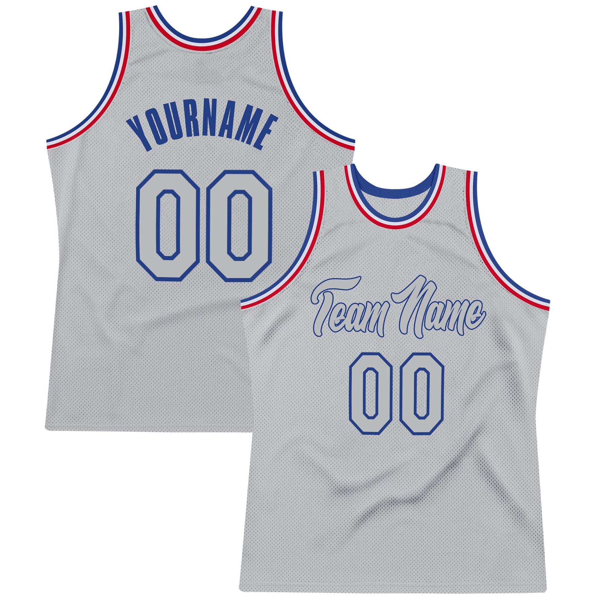 Custom Gray Gray-Royal Authentic Throwback Basketball Jersey - Sky-Custom