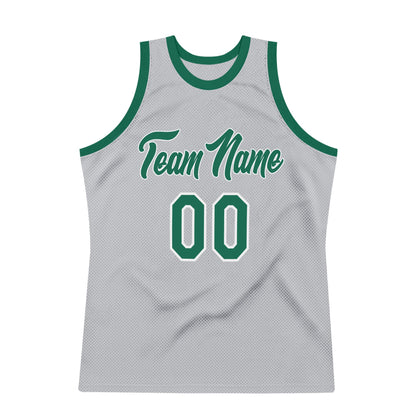 Custom Gray Kelly Green-White Authentic Throwback Basketball Jersey - Sky-Custom