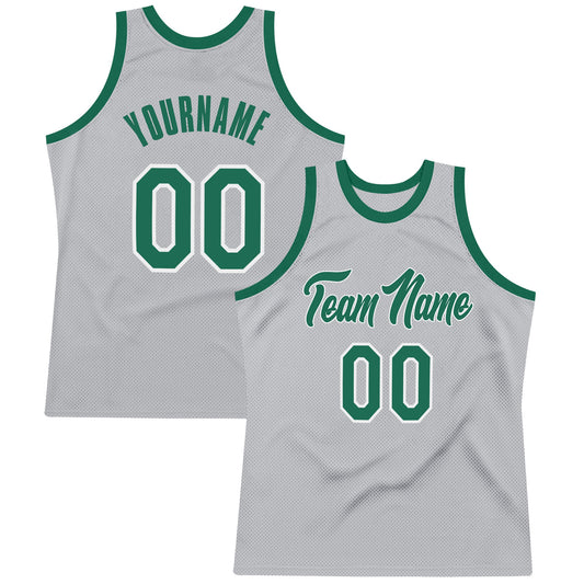 Custom Gray Kelly Green-White Authentic Throwback Basketball Jersey - Sky-Custom