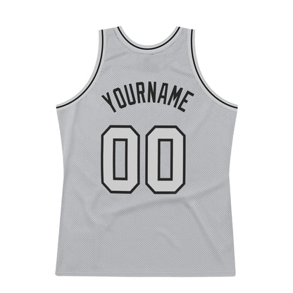 Custom Gray Gray-Black Authentic Throwback Basketball Jersey - Sky-Custom