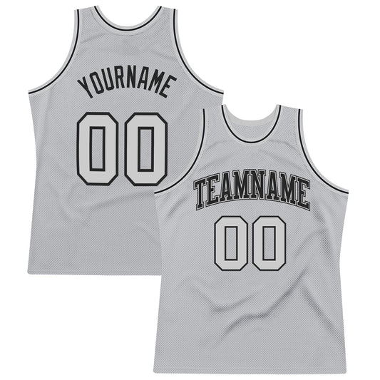 Custom Gray Gray-Black Authentic Throwback Basketball Jersey - Sky-Custom