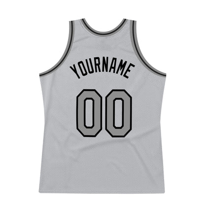 Custom Gray Steel Gray-Black Authentic Throwback Basketball Jersey - Sky-Custom