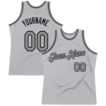 Custom Gray Steel Gray-Black Authentic Throwback Basketball Jersey - Sky-Custom