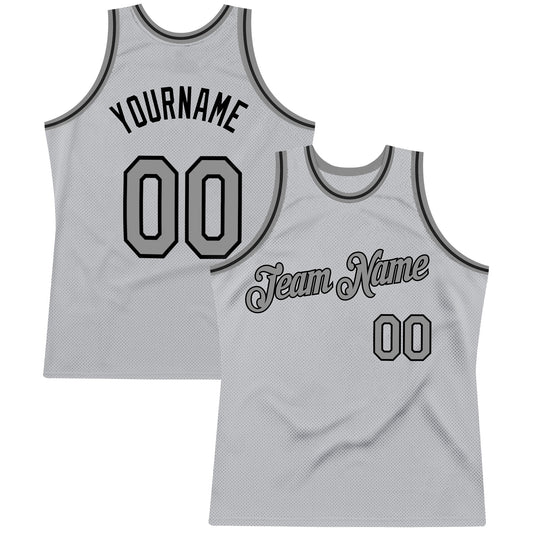 Custom Gray Steel Gray-Black Authentic Throwback Basketball Jersey - Sky-Custom