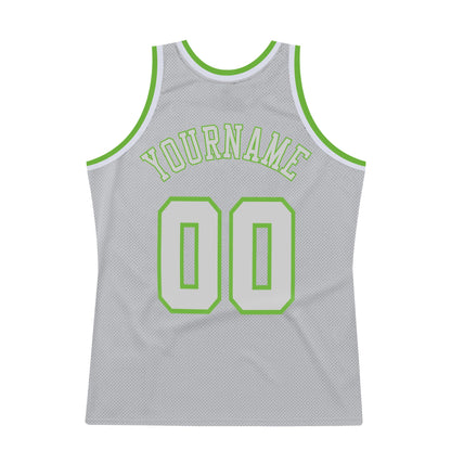 Custom Gray Gray-Neon green Authentic Throwback Basketball Jersey - Sky-Custom