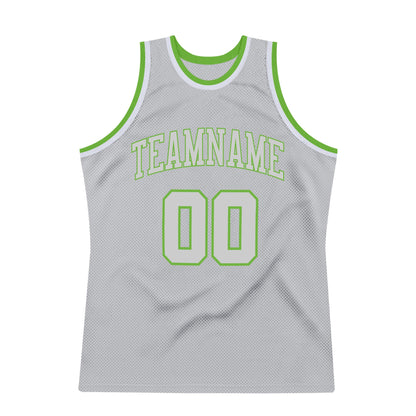 Custom Gray Gray-Neon green Authentic Throwback Basketball Jersey - Sky-Custom