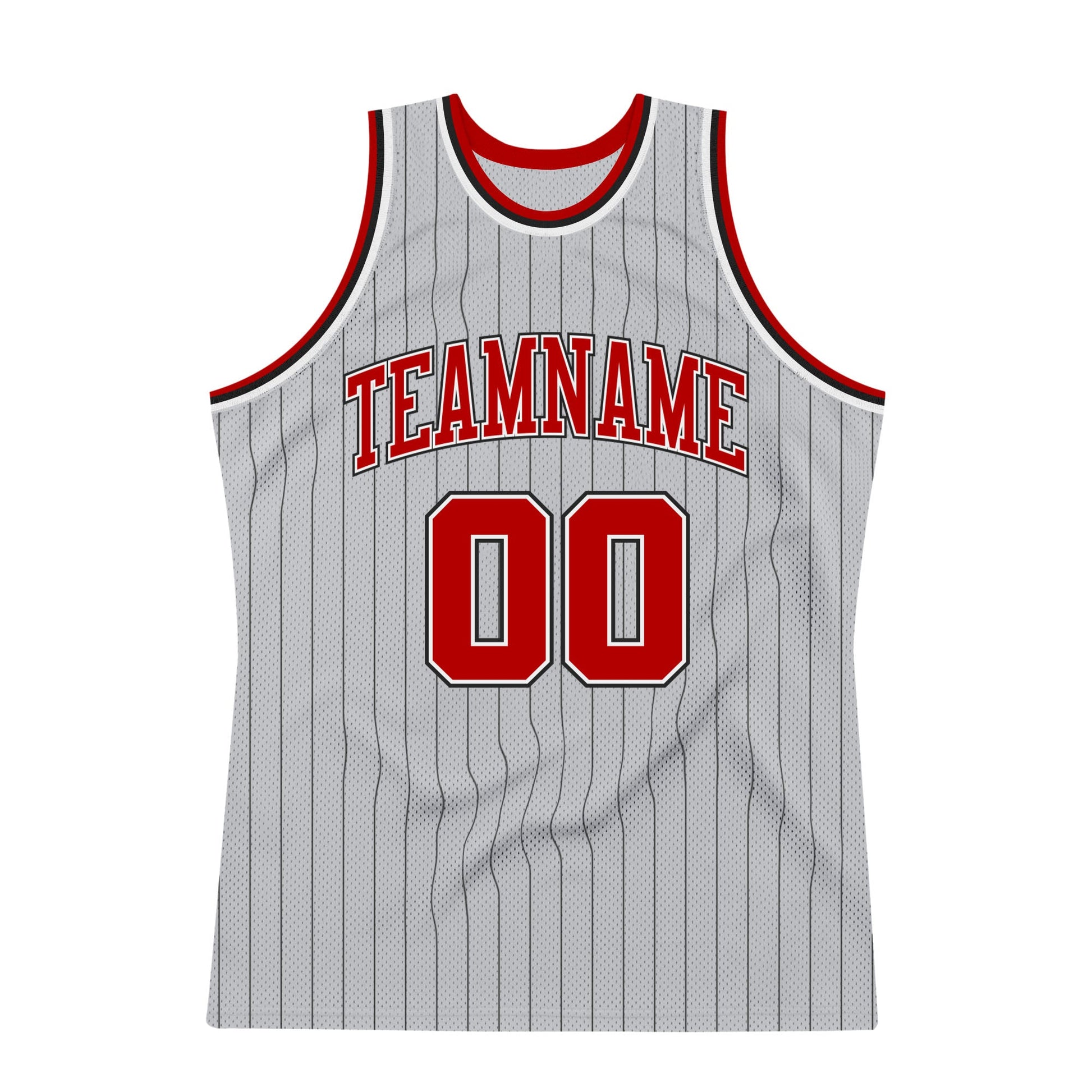 Custom Gray Black Pinstripe Red-White Authentic Basketball Jersey - Sky-Custom