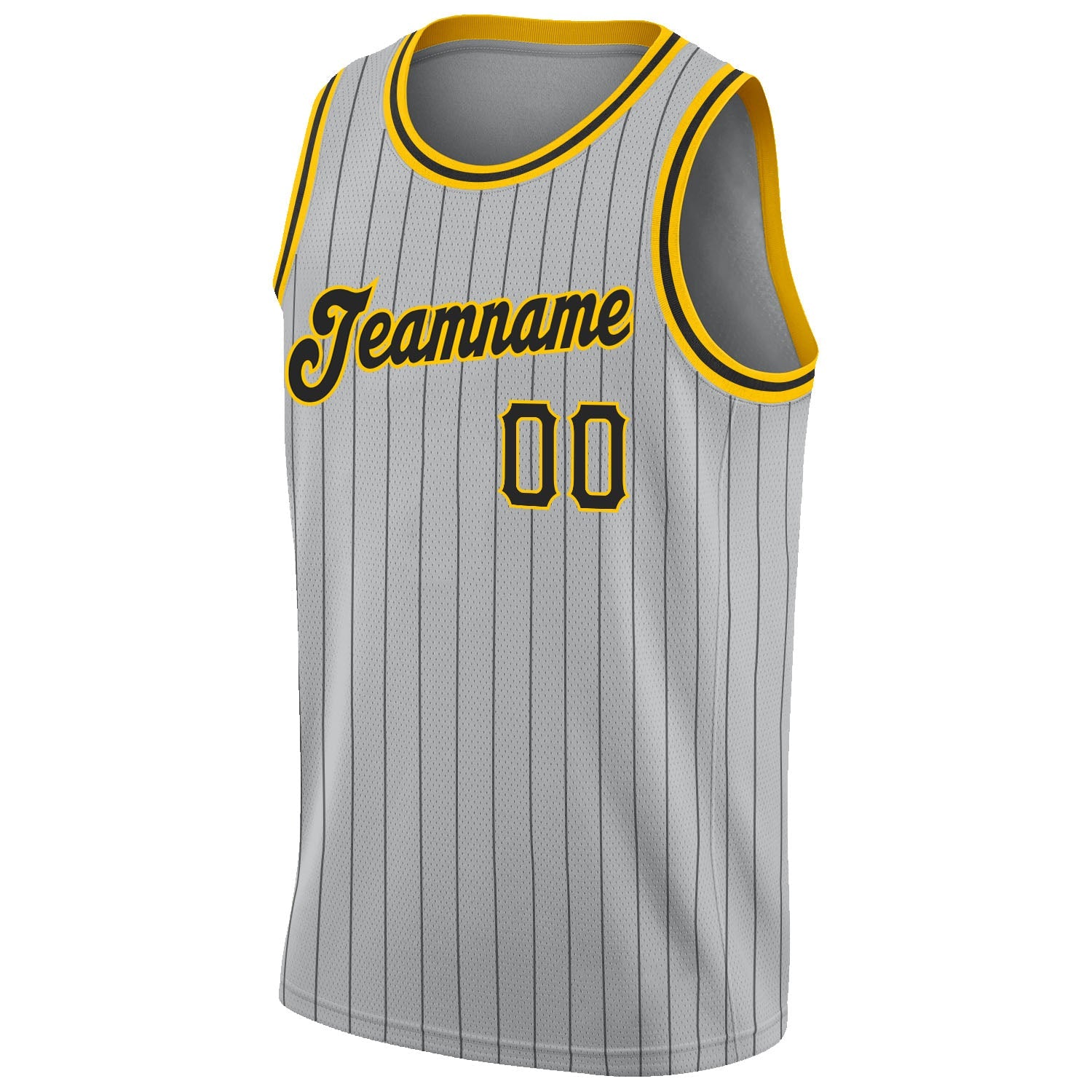 Custom Gray Black Pinstripe Black-Gold Authentic Basketball Jersey - Sky-Custom