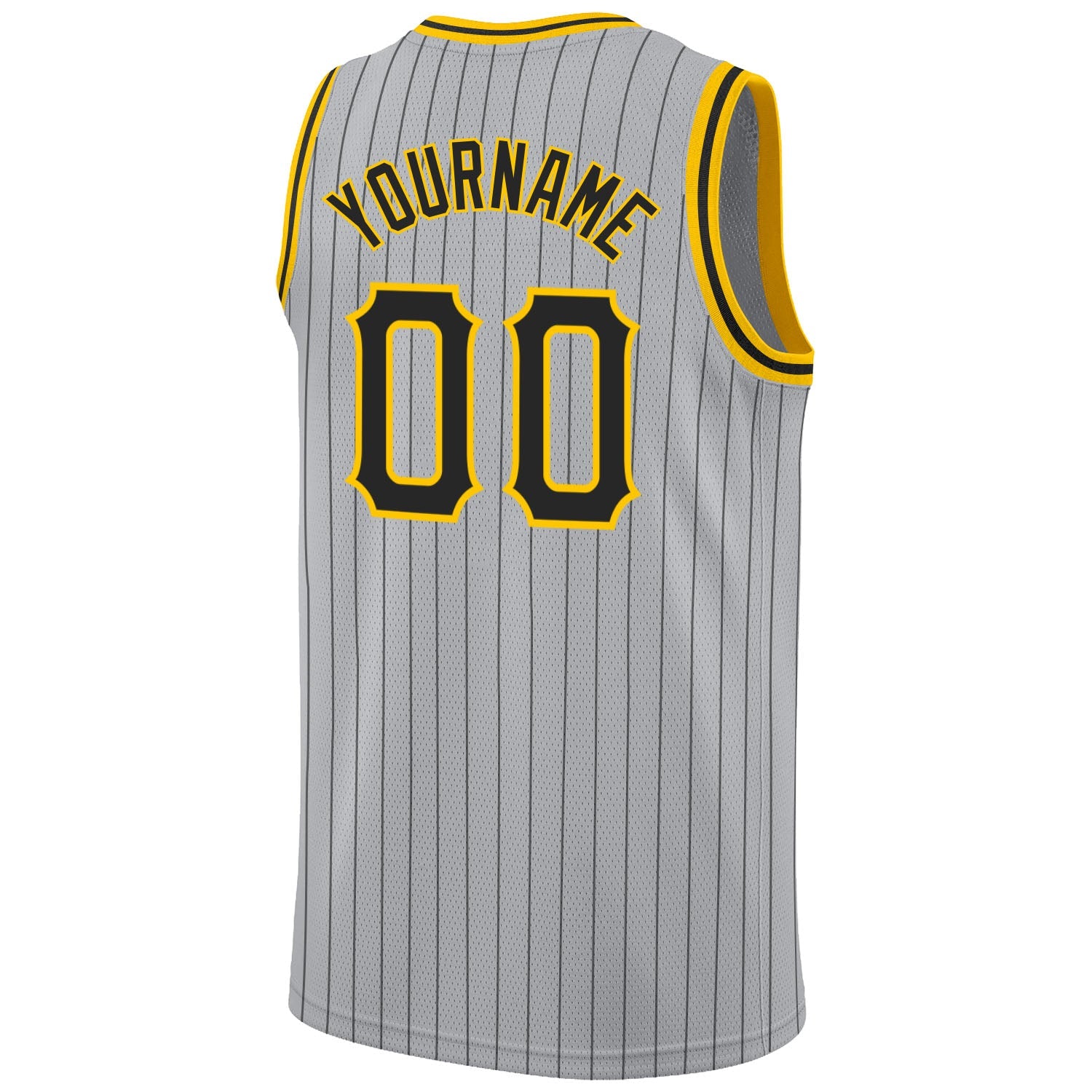 Custom Gray Black Pinstripe Black-Gold Authentic Basketball Jersey - Sky-Custom
