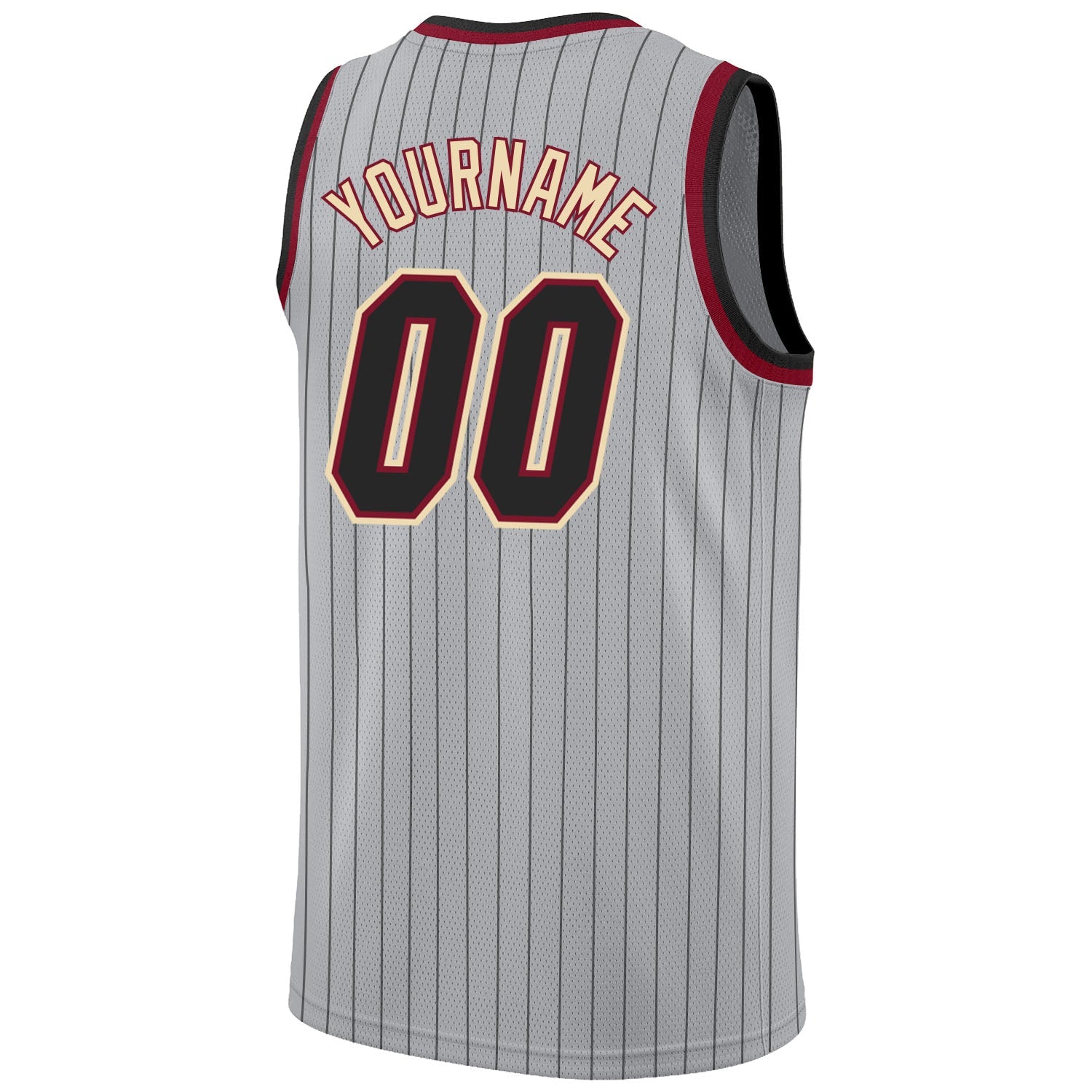 Custom Gray Black Pinstripe Black-Maroon Authentic Basketball Jersey - Sky-Custom