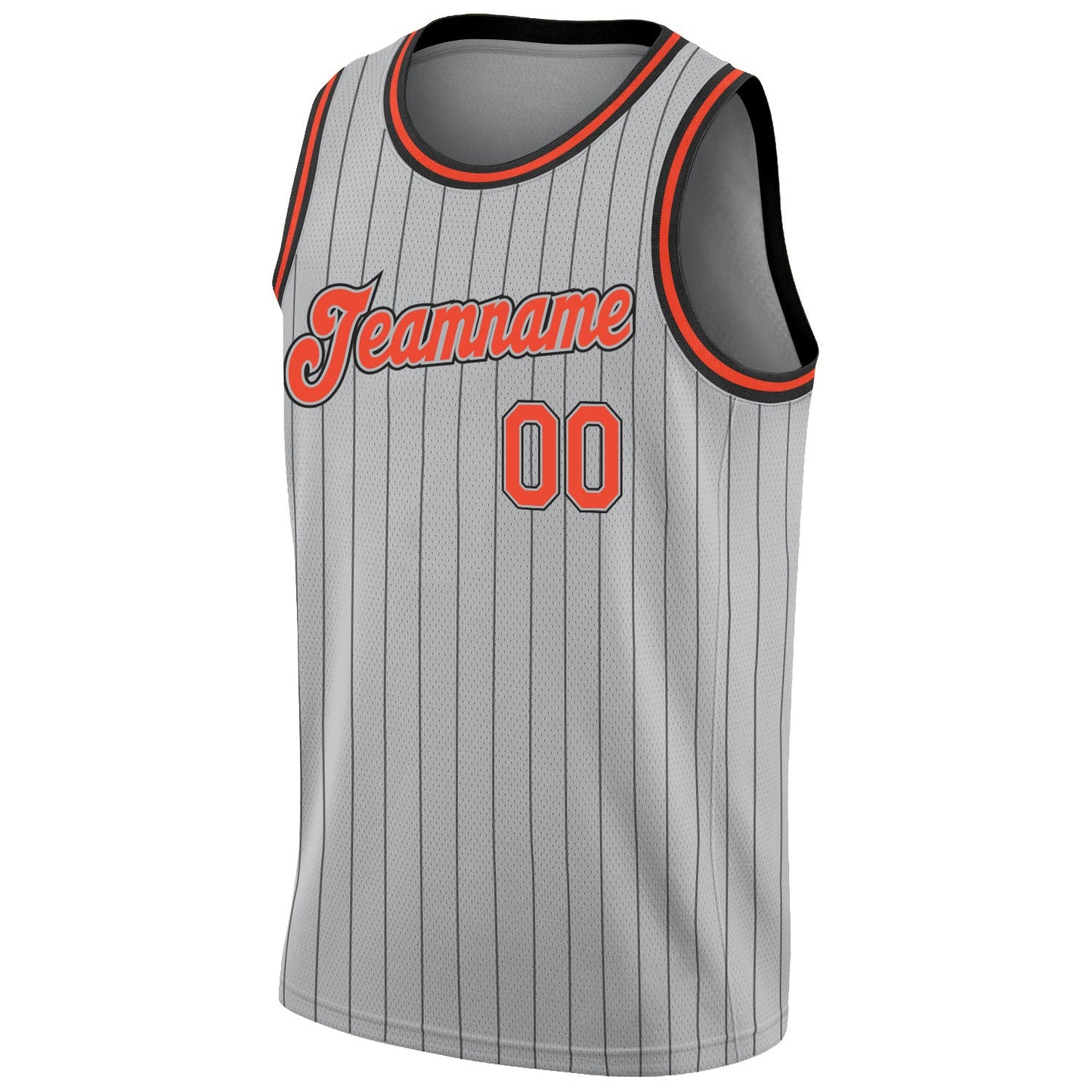 Custom Gray Black Pinstripe Orange-Black Authentic Basketball Jersey - Sky-Custom