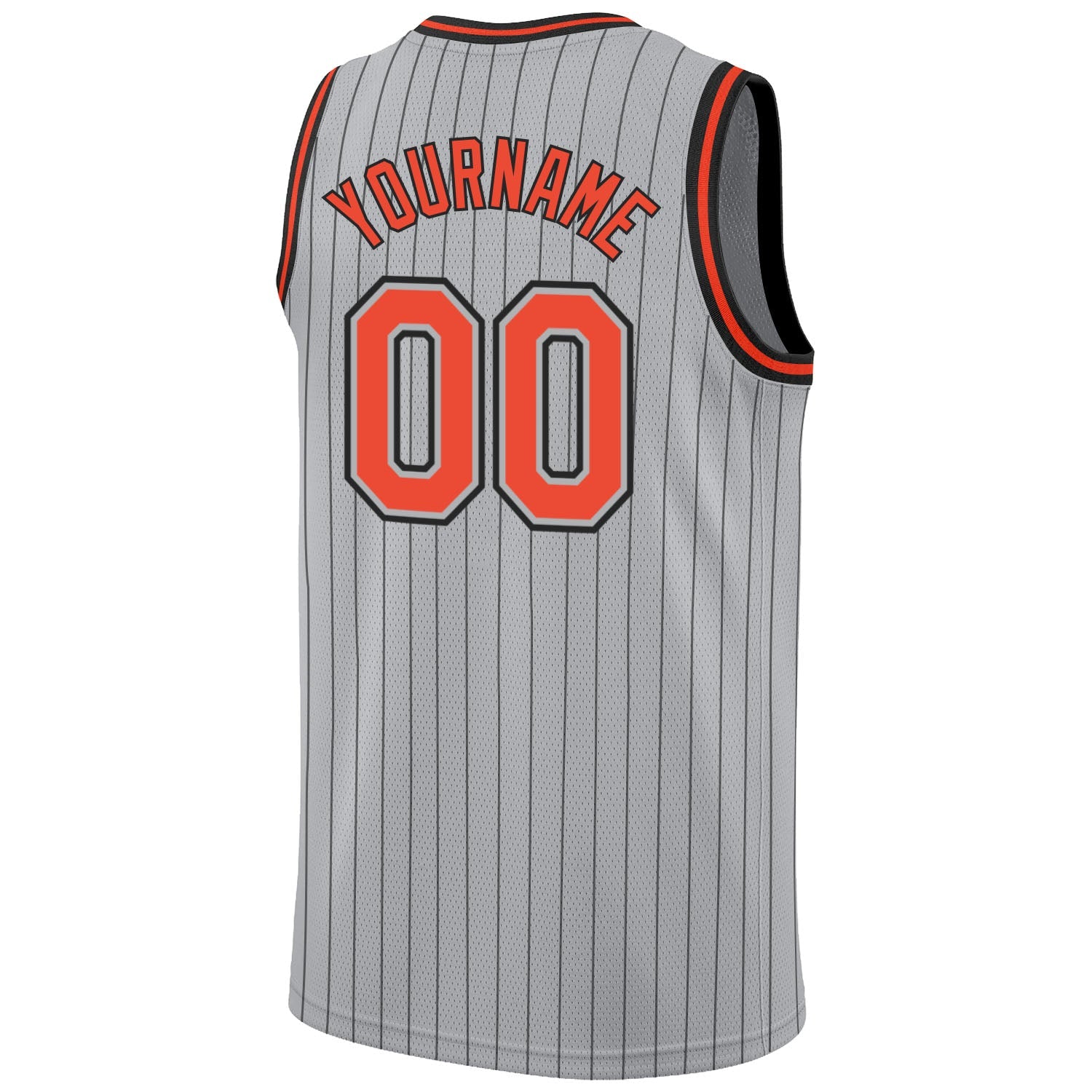 Custom Gray Black Pinstripe Orange-Black Authentic Basketball Jersey - Sky-Custom