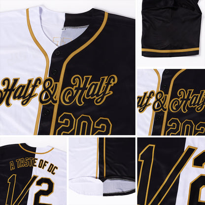 Custom White-Black Old Gold Authentic Split Fashion Baseball Jersey - Sky-Custom