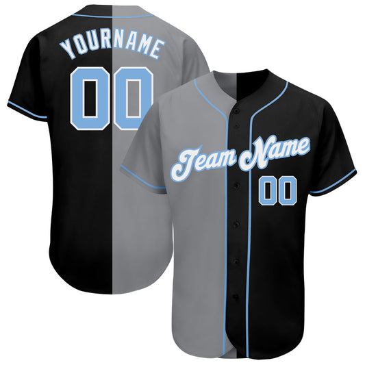 Custom Black Light Blue-Gray Authentic Split Fashion Baseball Jersey - Sky-Custom