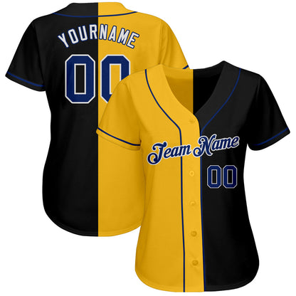 Custom Black Royal-Yellow Authentic Split Fashion Baseball Jersey - Sky-Custom