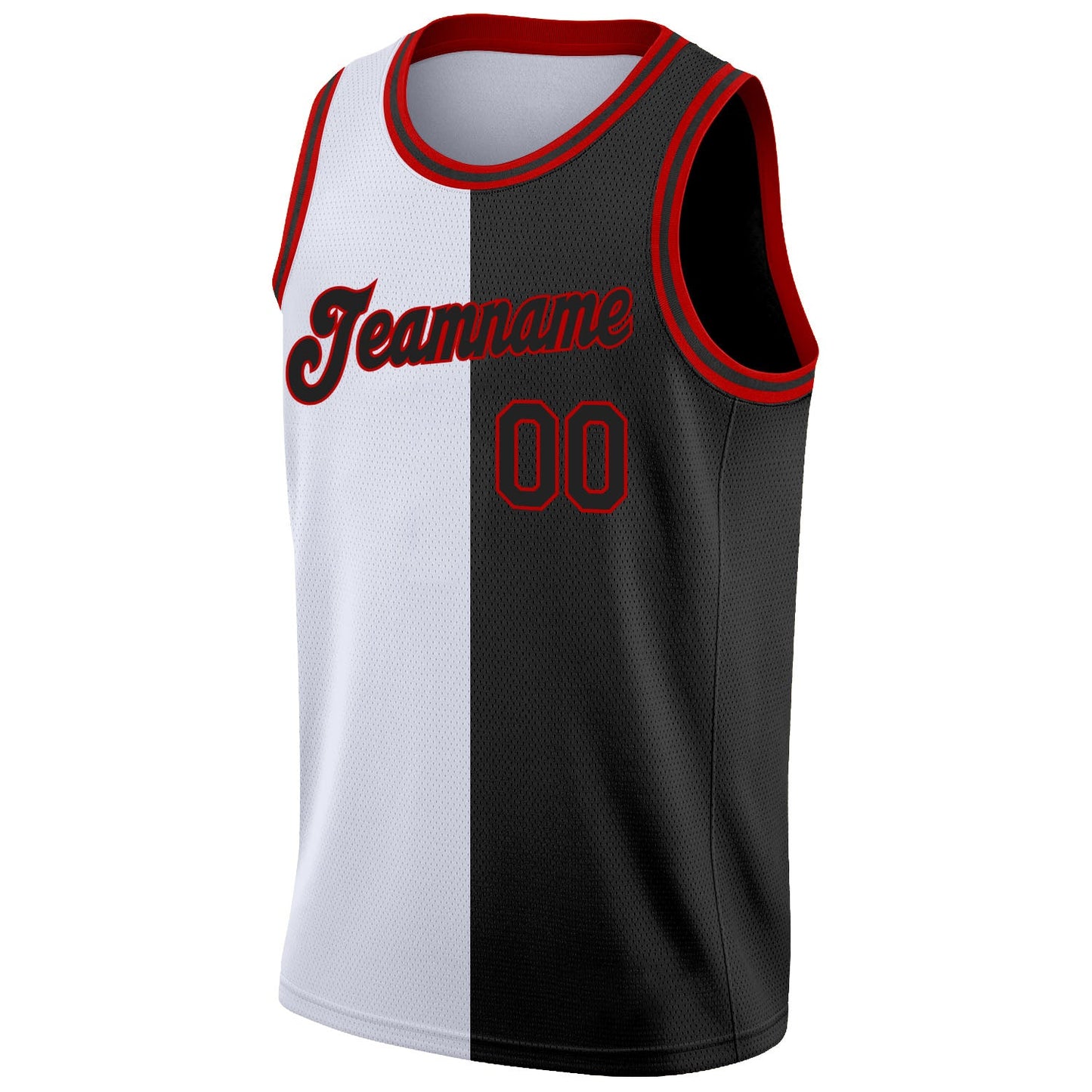 Custom White Black-Red Authentic Split Fashion Basketball Jersey - Sky-Custom