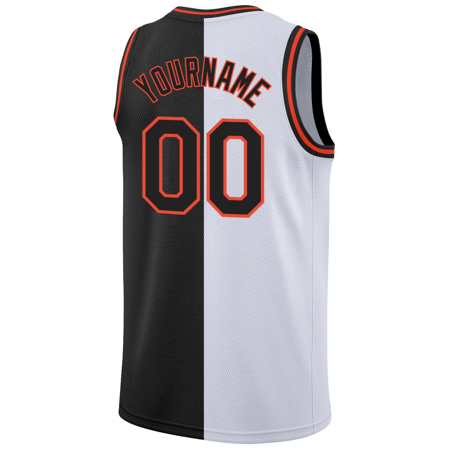 Custom White Black-Orange Authentic Split Fashion Basketball Jersey - Sky-Custom
