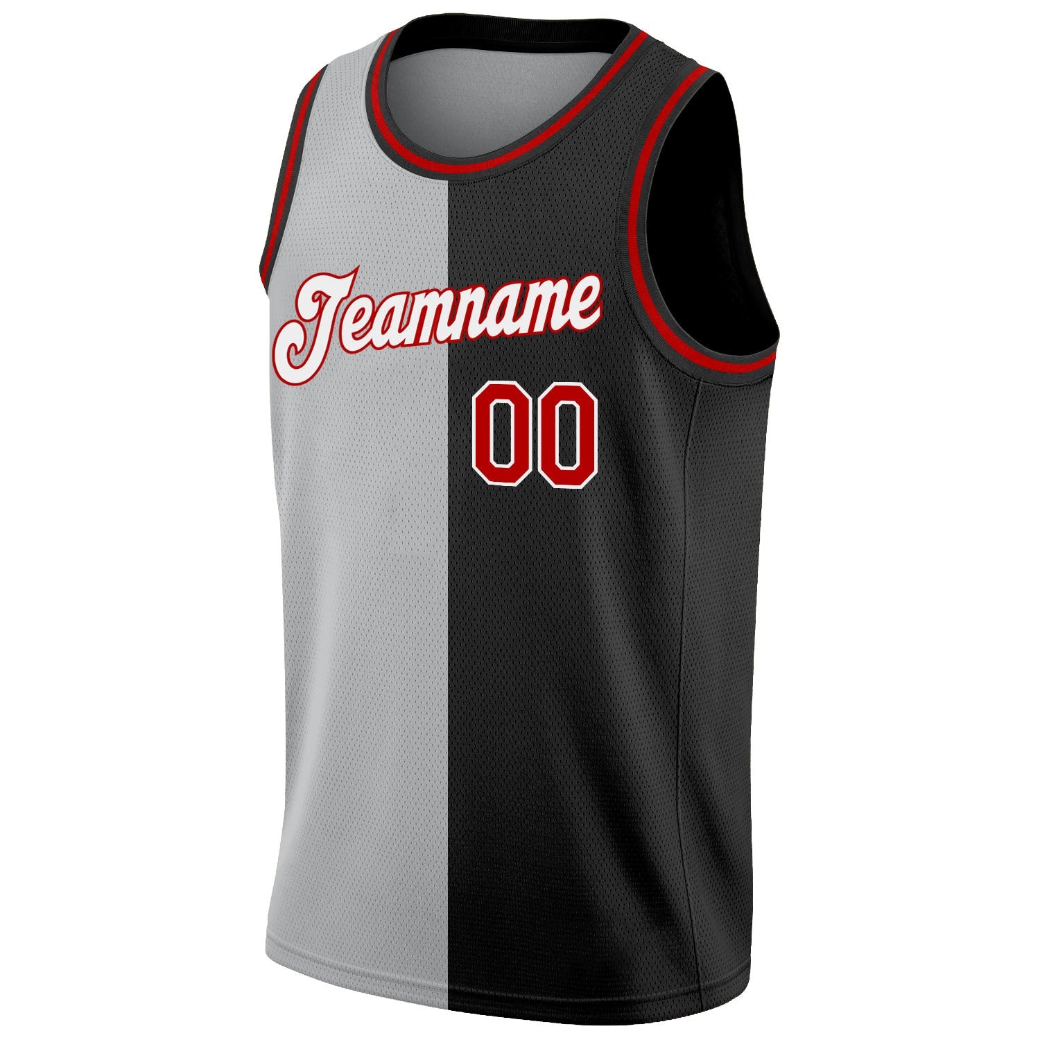 Custom Black Red-Gray Authentic Split Fashion Basketball Jersey - Sky-Custom