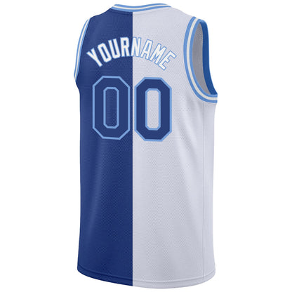 Custom White Royal-Light Blue Authentic Split Fashion Basketball Jersey - Sky-Custom