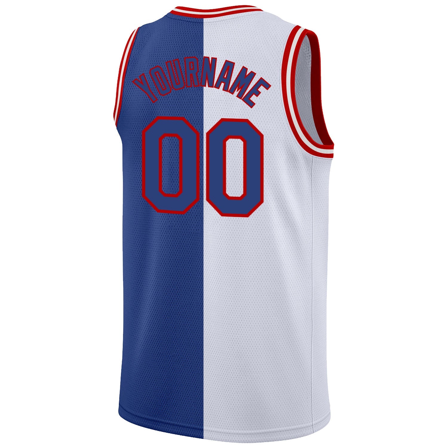 Custom White Royal-Red Authentic Split Fashion Basketball Jersey - Sky-Custom