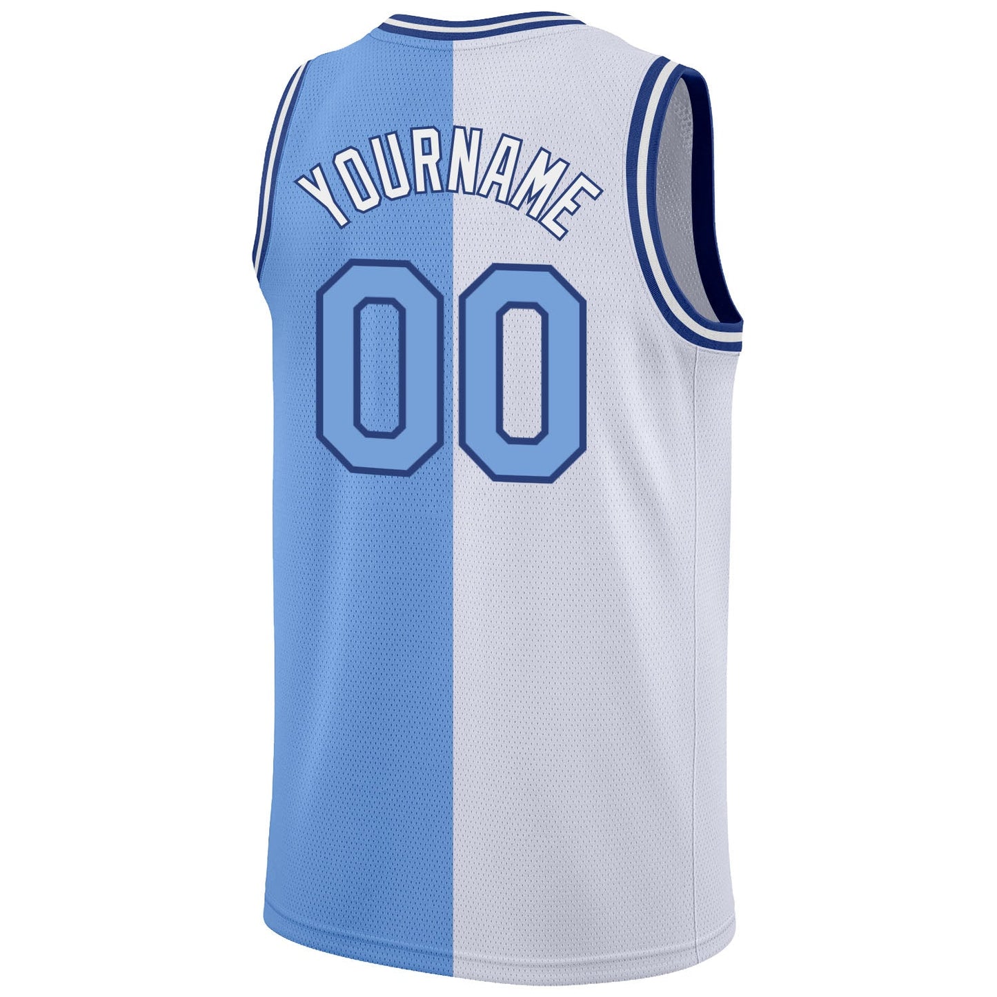 Custom White Light Blue-Royal Authentic Split Fashion Basketball Jersey - Sky-Custom