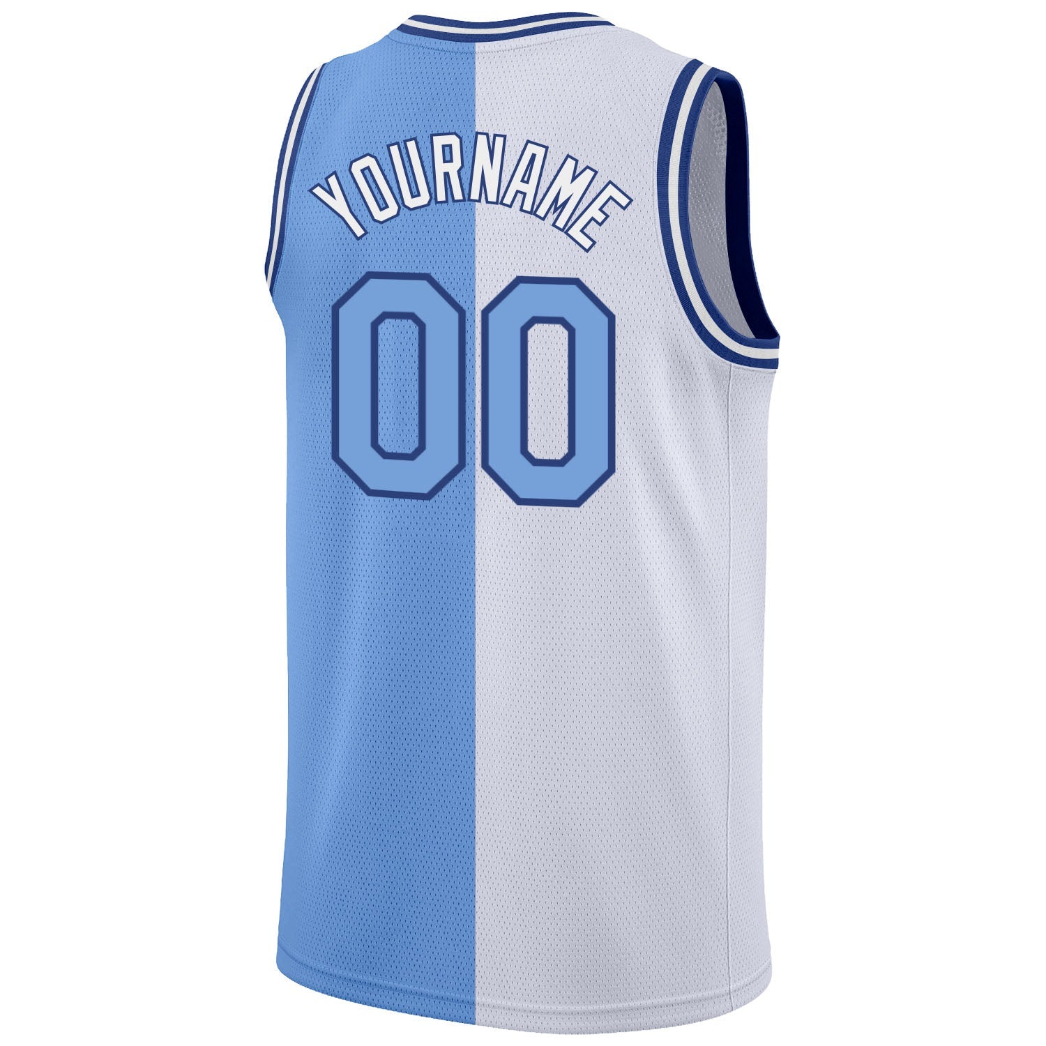 Custom White Light Blue-Royal Authentic Split Fashion Basketball Jersey - Sky-Custom