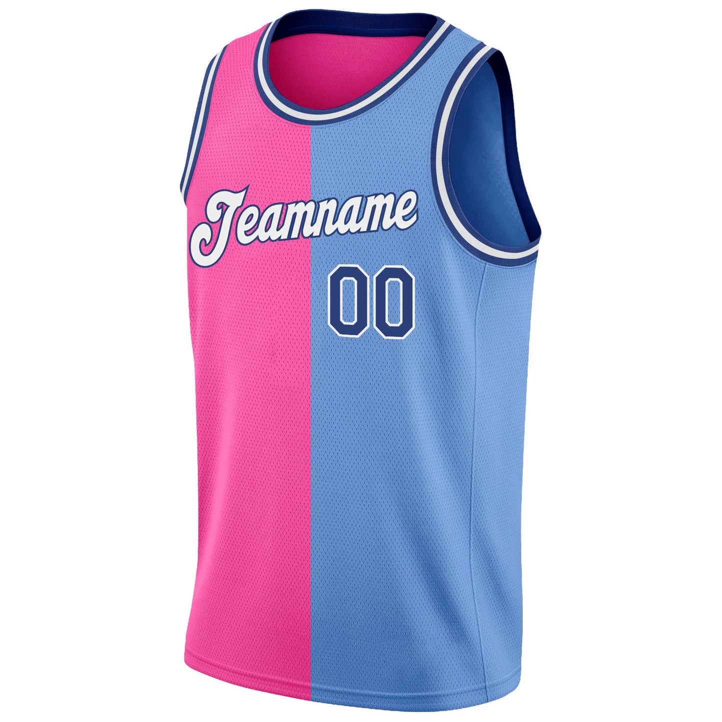 Custom Light Blue Royal-Pink Authentic Split Fashion Basketball Jersey - Sky-Custom