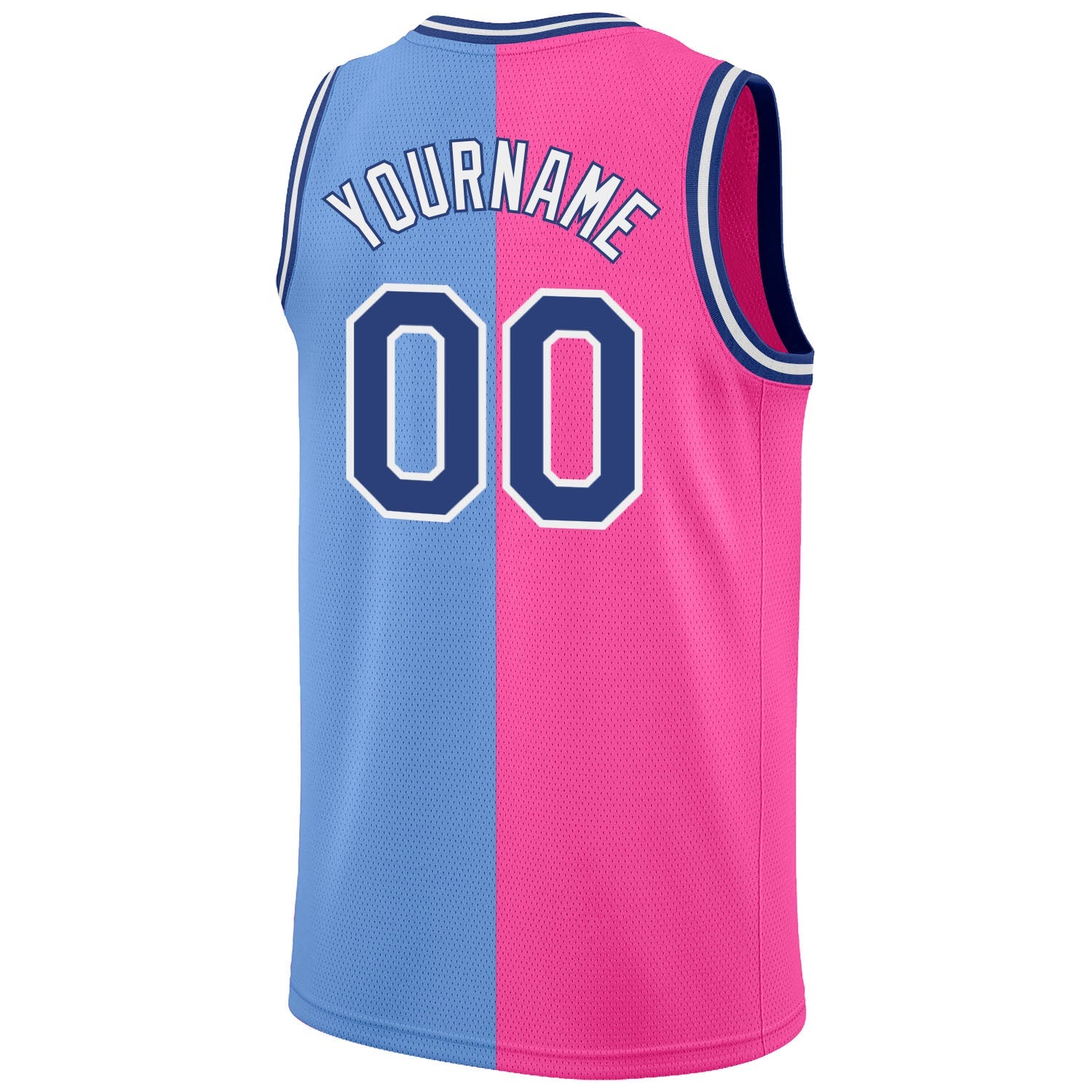 Custom Light Blue Royal-Pink Authentic Split Fashion Basketball Jersey - Sky-Custom