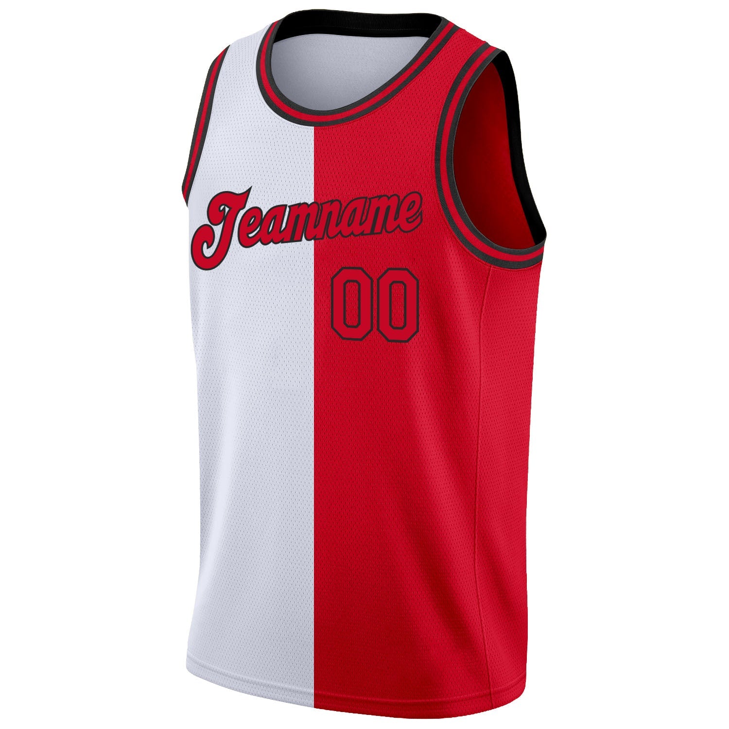 Custom White Red-Black Authentic Split Fashion Basketball Jersey - Sky-Custom