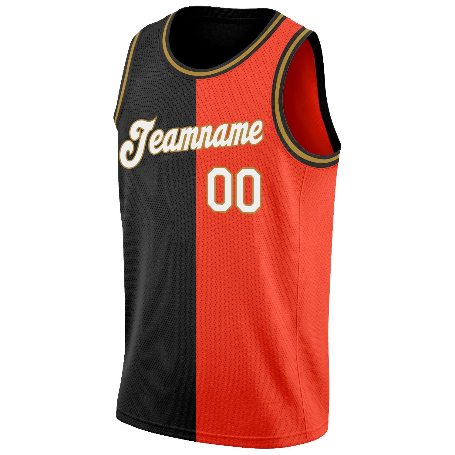 Custom Orange White-Black Authentic Split Fashion Basketball Jersey - Sky-Custom