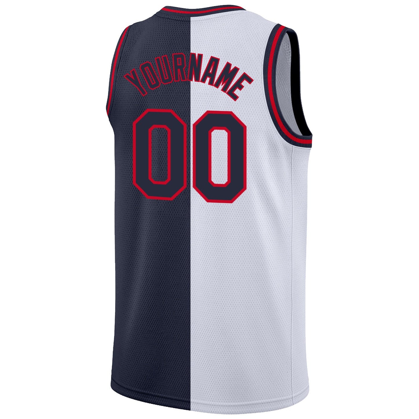 Custom White Navy-Red Authentic Split Fashion Basketball Jersey - Sky-Custom