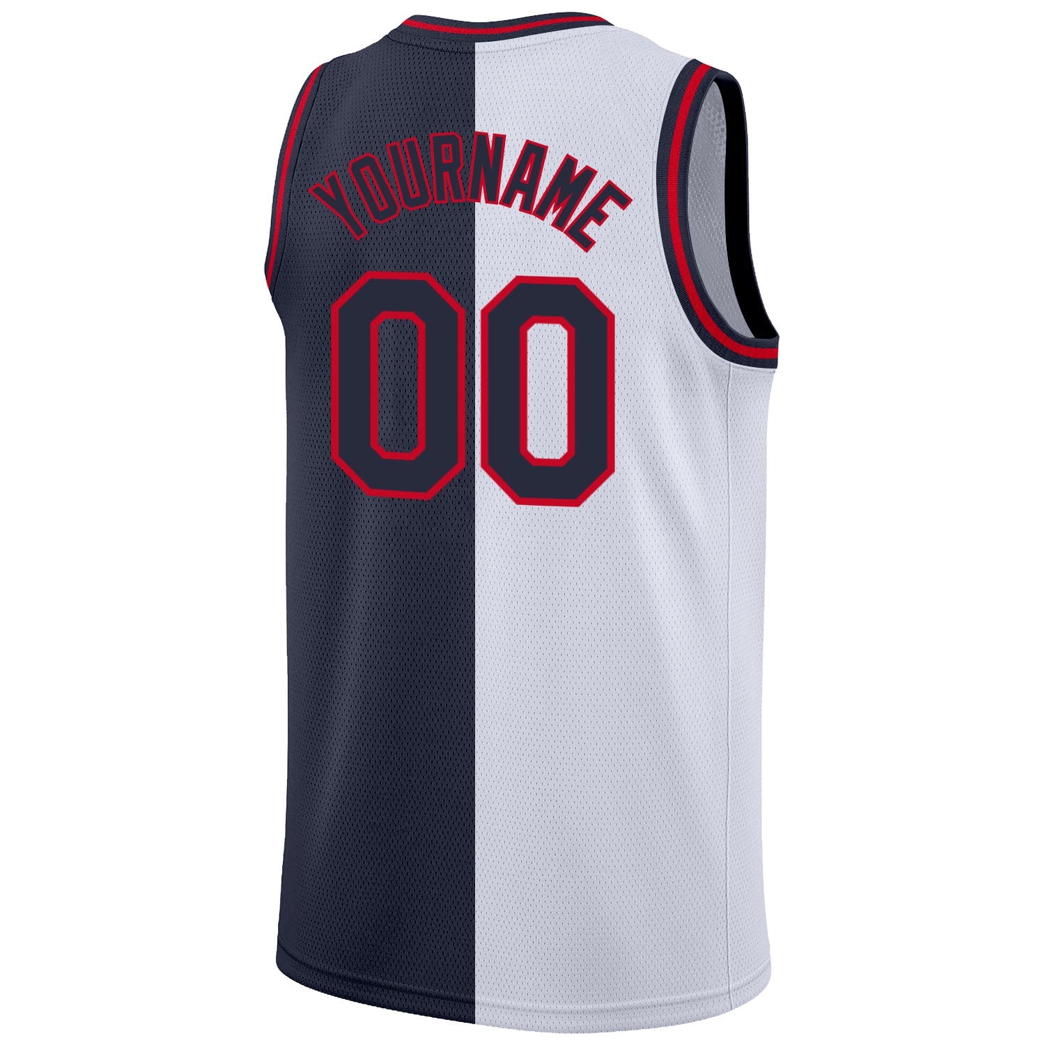 Custom White Navy-Red Authentic Split Fashion Basketball Jersey - Sky-Custom