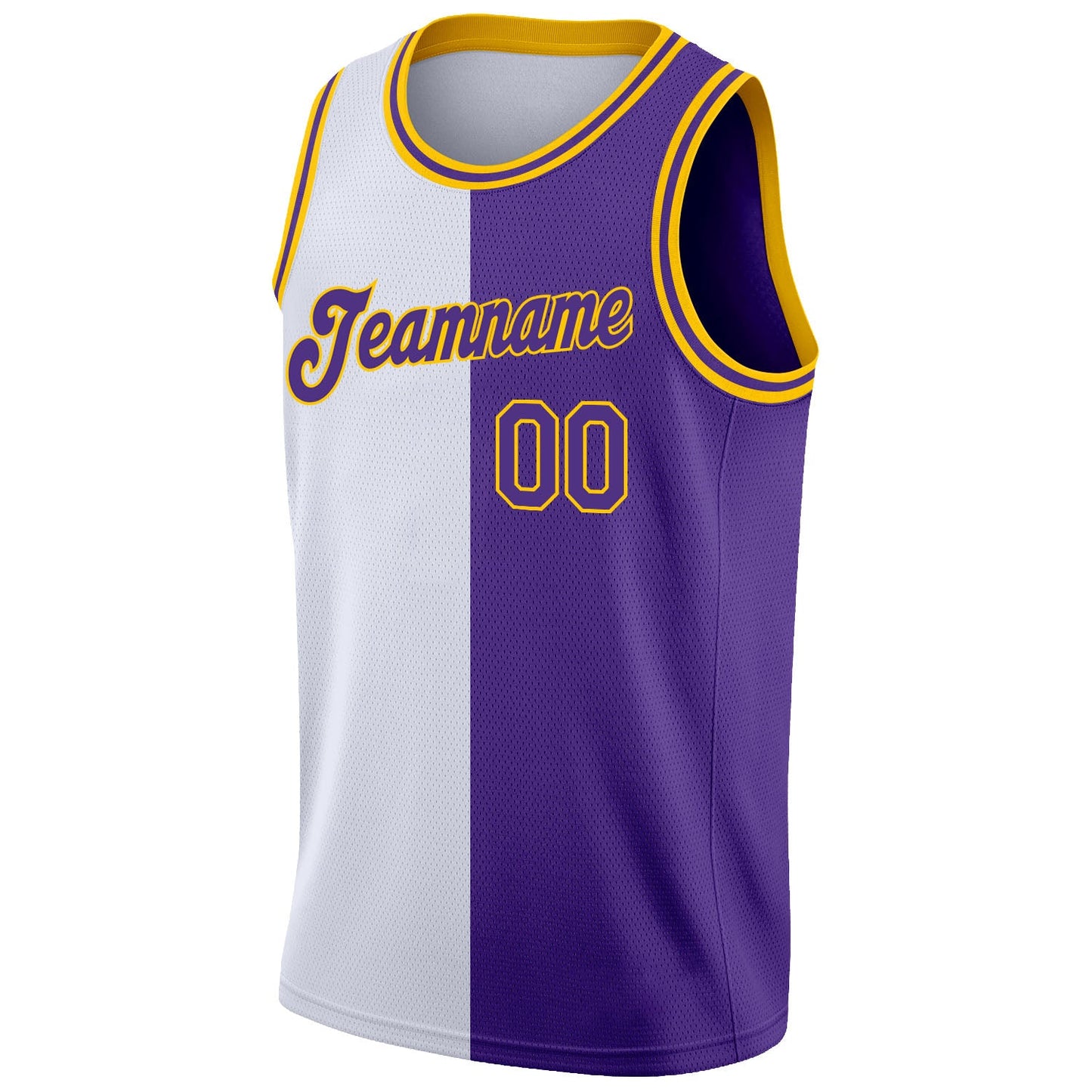Custom White Purple-Gold Authentic Split Fashion Basketball Jersey - Sky-Custom