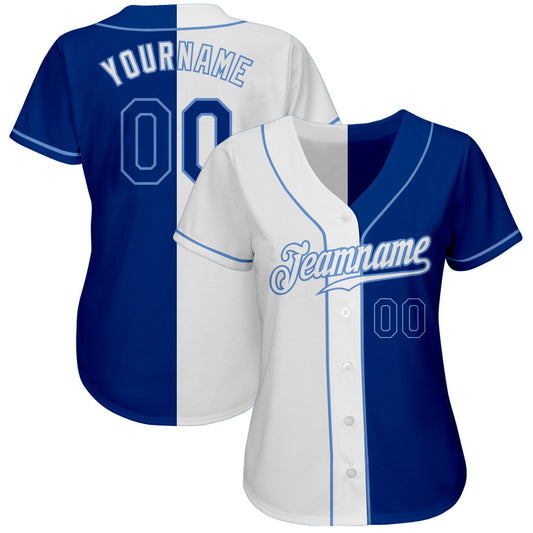 Custom White Royal-Light Blue Authentic Split Fashion Baseball Jersey - Sky-Custom