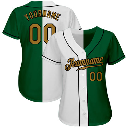 Custom White Old Gold-Black Authentic Split Fashion Baseball Jersey - Sky-Custom