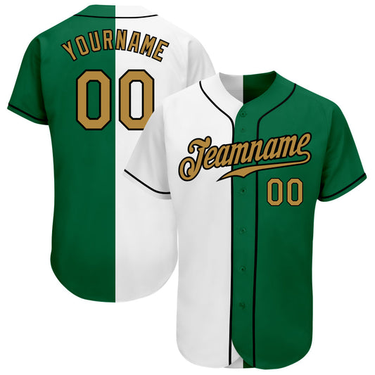 Custom White Old Gold-Black Authentic Split Fashion Baseball Jersey - Sky-Custom