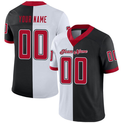 Custom Black Red-White Mesh Split Fashion Football Jersey - Sky-Custom