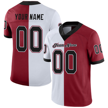 Custom Cardinal Black-White Mesh Split Fashion Football Jersey - Sky-Custom