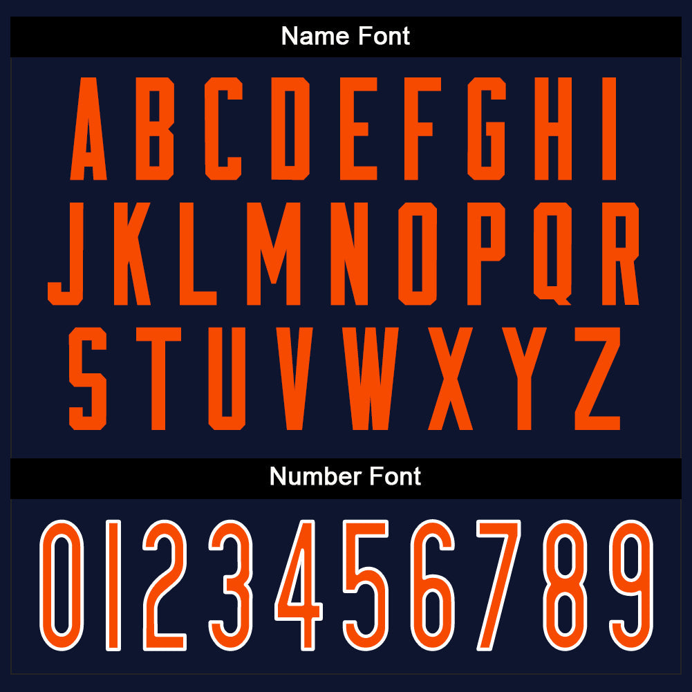 Custom Navy Orange-White Mesh Split Fashion Football Jersey - Sky-Custom