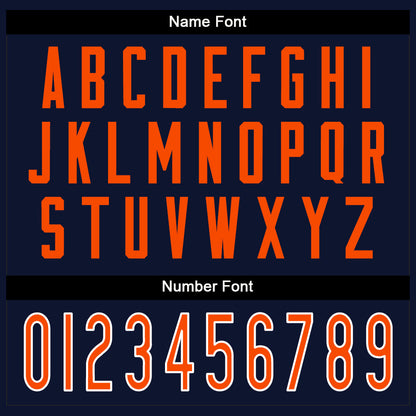 Custom Navy Orange-White Mesh Split Fashion Football Jersey - Sky-Custom