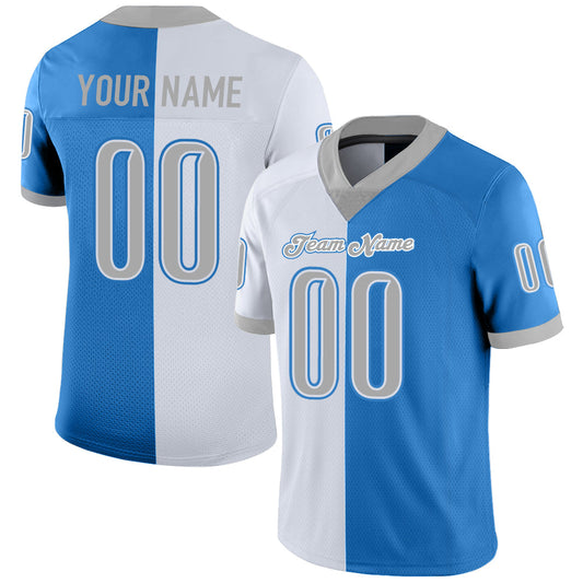 Custom Powder Blue Gray-White Mesh Split Fashion Football Jersey - Sky-Custom