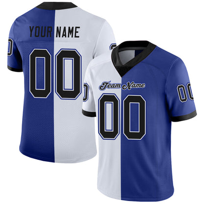 Custom Royal Black-White Mesh Split Fashion Football Jersey - Sky-Custom